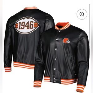 🔥 The Wild Collective | Cleveland Browns Full-Snap Varsity Bomber Jacket